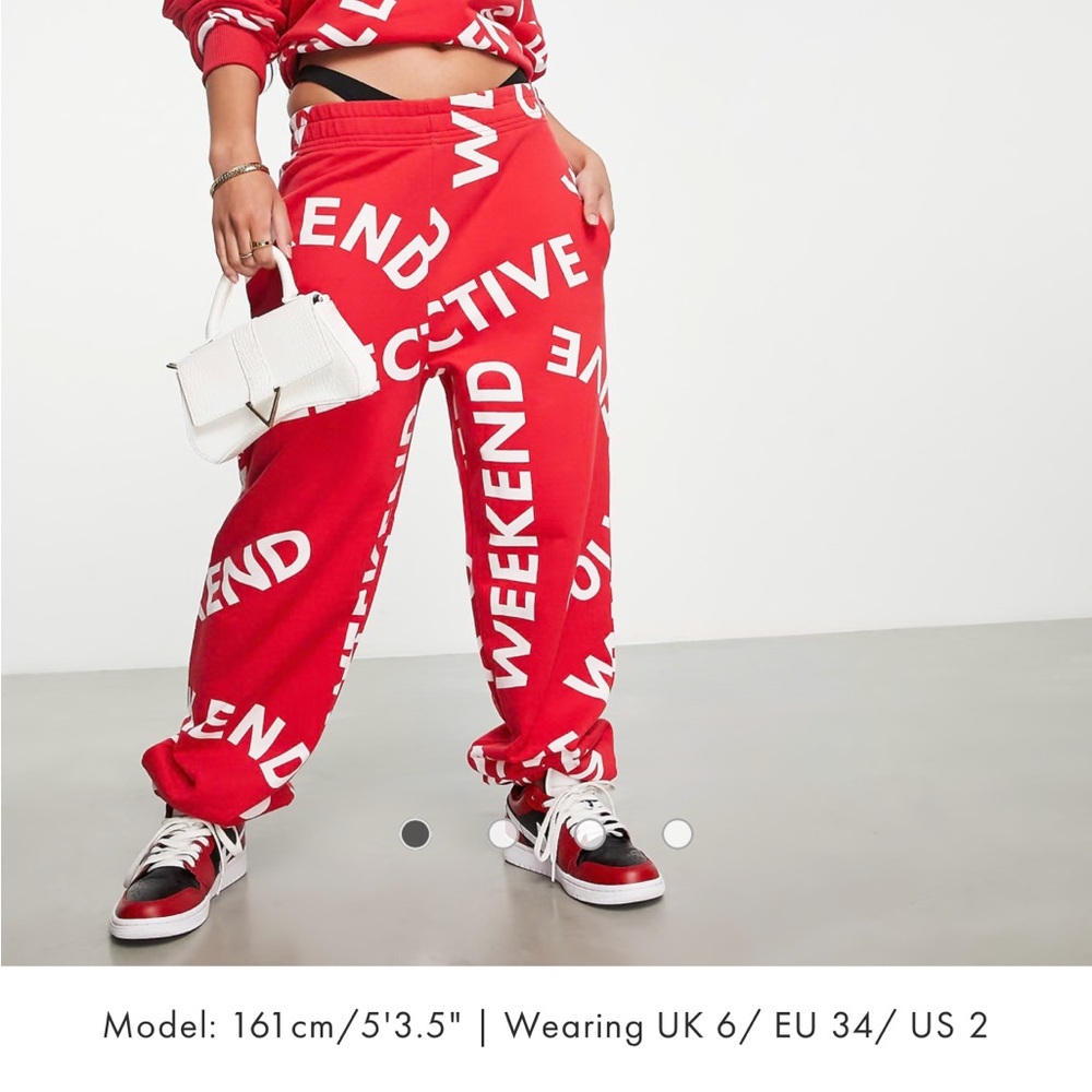 ASOS Red Graphic Weekend Collective Monogrammed Jogger Pants